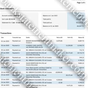 Banco de Chile bank statement – customizable PDF for address validation and financial demonstrations