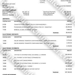 CBAO Bank Senegal bank statement template β editable PDF for financial verification and KYC use