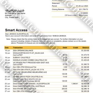 Commonwealth Bank of Australia statement – realistic editable PDF for address proof