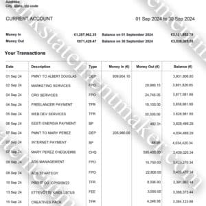 SwedBank Estonia bank statement – editable PDF for financial verification and identity proofing